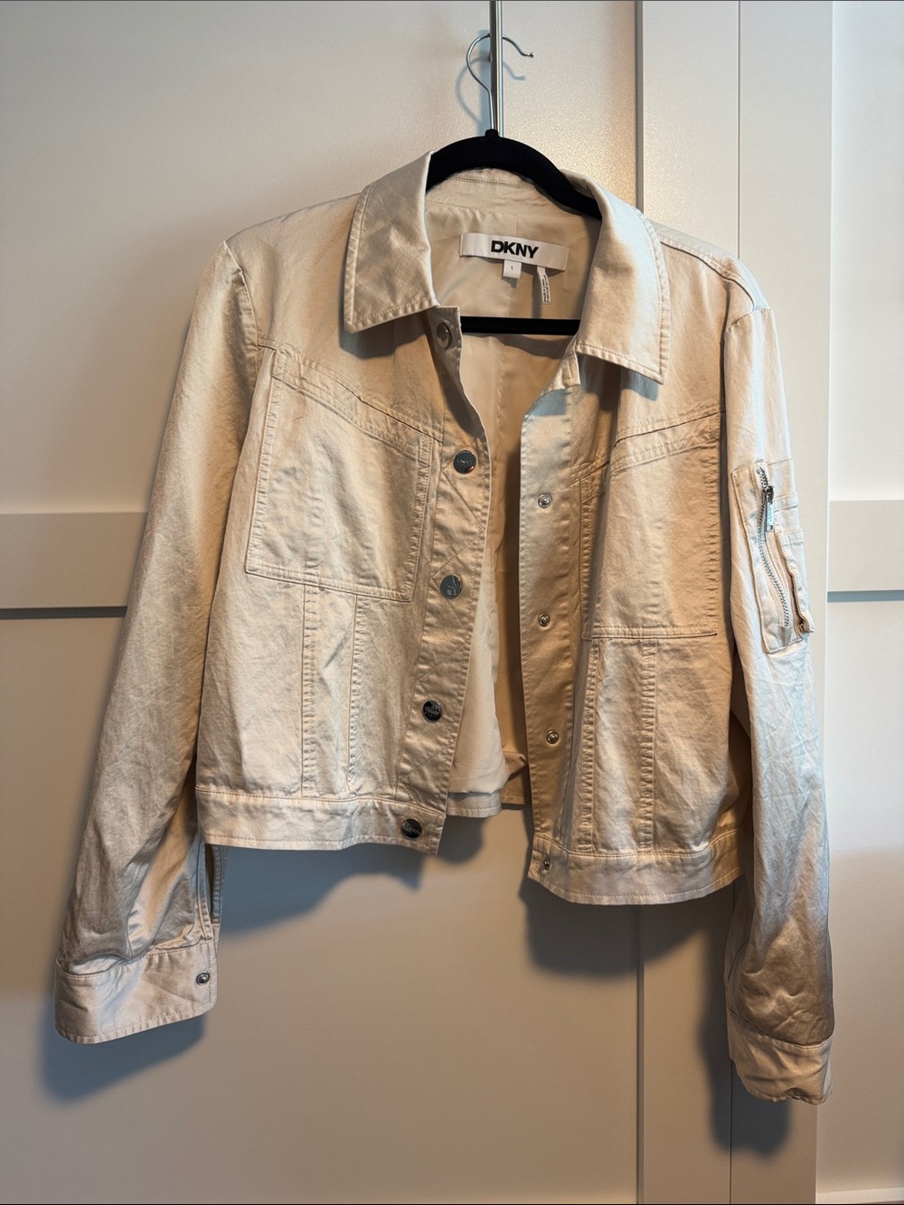 DKNY Women's Tan/Cream Jacket, size large